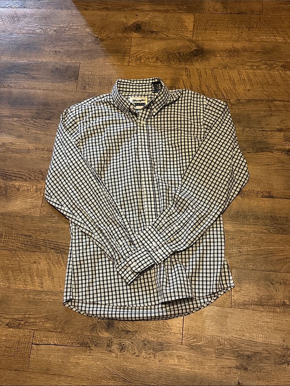Men's Checked Button-Down Shirt - Navy & White